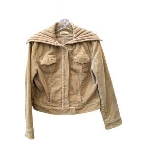 J Crew corduroy sweater jacket coat tan waist trucker